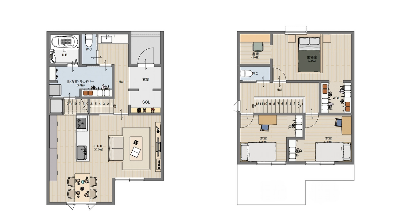 2階建てプラン01の間取り図